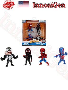 Jada Toys Marvel Spider-Man Metalfigs 4-Pack Die-Cast Figures Venom Miles Morale